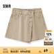 森馬（Semir）森柔牛仔|森馬牛仔褲女不對稱裙褲甜酷小眾夏季個性寬松短褲高街 咖色調(diào)00355 L