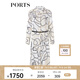 PORTS寶姿春夏新品女裝長袖長連衣裙LM8D192MPT018 米白色印花 L (8)