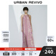 UR2025夏季新款女休閑波嬉風(fēng)碎花超寬松吊帶連衣裙UWH750032 玫粉印花 (偏寬松) S (XS-S)