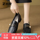 ZHR單鞋女復(fù)古方頭珍珠扣樂福鞋女粗跟增高兩穿顯瘦女鞋 K170黑色 37