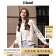 ELAND【醋酯】衣戀短外套女束腰顯瘦光澤感短款夾克2025夏季新款 淺卡其色 S /160