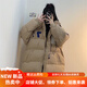 暖冬鴨鴨胖妹妹羽絨服棉加肥加大韓版200斤大碼加厚女冬新款原宿寬松學(xué)生 卡其色 S  建議80-95斤