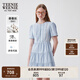 Teenie Weenie小熊白色連衣裙女2025年夏季新款氣質(zhì)少女感學(xué)院風(fēng)裙子 藍色 S