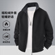 胖大俊大碼秋冬外套男士搖粒絨開(kāi)衫衛衣加肥加大抓絨夾克衫 黑色 5XL