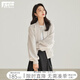 對白美式休閑短款棒球服外套女2025秋新款設計感寬松減齡夾克上衣 米色 S