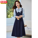 恒源祥秋季新款2025氣質(zhì)學(xué)院法式假兩件連衣裙學(xué)生收腰長(cháng)袖顯瘦裙子 藏青色 L