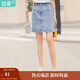 茵曼（INMAN）時(shí)尚女裝短半身裙顯瘦中高腰排扣2025夏季新款顯瘦牛仔裙 淺牛仔 M