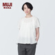無印良品（MUJI） 女式 強(qiáng)捻短袖罩衫女裝襯衫襯衣內(nèi)搭夏季款純棉全棉上衣BC2J8C4S 白色 XL 165/92A