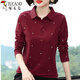 啄木鳥(niǎo)（TUCANO）長(cháng)袖女秋衣T恤2026秋新款媽媽裝寬松大碼遮肚翻領(lǐng)POLO.衫打底衫 酒紅色T恤【版 】 2XL 建議120-135斤
