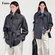 fano studios范洛Fano 都市摩登輕盈垂感經(jīng)典插肩袖雙排扣短風(fēng)衣外套女2025秋 花灰色第二批 S