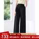 百圖betu女裝2025夏季新款休閑抗皺免燙慵懶風(fēng)九分闊腿褲褲子2505T60 黑色 L