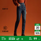 森馬（Semir）森柔牛仔|牛仔褲女修身加絨長褲2024新款冬季保暖小腳褲顯瘦 牛仔深黃泥染80332 25