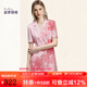 迪菲麗格高端粉色印花連衣裙女夏季2024新款小個(gè)子時(shí)尚短袖西裝裙 圖片色 XL