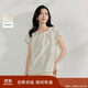 茵曼【商場(chǎng)同款】法式褶皺氣質(zhì)襯衫夏季女裝百搭寬松短袖襯衣米杏  L