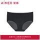 愛(ài)慕內褲內衣女士?jì)艉勖婺妊澝拶|(zhì)底襠輕薄網(wǎng)眼通透無(wú)邊剪裁中腰平角內褲AM233941 黑色 160