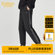 卡賓（CABBEEN）【撞色織帶】拼接休閑褲男2024夏季新款錐形束腳衛(wèi)褲寬松刺繡 煤黑-磨毛加厚款 2XL /185/54