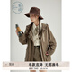 紫涵（ZIHAN）紫涵松鼠刺繡連帽風衣女2025春季新款工裝風腰間抽繩寬松拉鏈外套 藻綠色 M