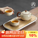 尚言坊汝窯功夫茶具整套帶茶盤(pán)一人用陶瓷高檔家用泡茶茶杯茶壺器具套裝