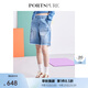 PORTSPURE寶姿女裝秋冬新品女裝寬腳口牛仔短褲RD7P007PDC026 LIGHT DENIM 38