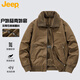 JEEP秋冬季復古純色加厚簡(jiǎn)約外套百搭寬松翻領(lǐng)夾克 咖色   XL   