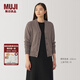無印良品（MUJI）女式美利奴羊毛可水洗中針距V領(lǐng)開衫針織衫外套上衣 BA1P5A4A 深咖啡棕色 M （160/84A）