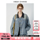 VEGA CHANG牛仔外套女2025年春秋新款復(fù)古時(shí)尚寬松拼接牛仔上衣 牛仔藍(lán) S