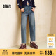 森馬（Semir）森柔|牛仔褲女冬季寬松半松緊腰抓毛長(cháng)褲遮胯錐形褲103724124007