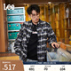 Lee25新品舒適版翻領(lǐng)寬松肌理格紋午夜藍(lán)男長(zhǎng)袖襯衫LMT009790207 午夜藍(lán) L