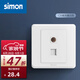 西蒙（SIMON）開關(guān)插座 C20系列雅白色 強(qiáng)電類家用墻壁電源斜五孔插座面板 電視+電腦插座