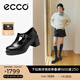 愛步（ECCO）七夕禮物 單鞋 25年新款輕奢牛皮扣帶增高粗跟高跟鞋 都市223543 黑色22354301001 37