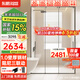 東鵬（DONGPENG）淋浴房三聯(lián)動(dòng)推拉門(mén)一字形衛生間隔斷干濕分離玻璃浴室隔斷沐浴房 槍灰緩沖1.7-1.79/2米高|極窄 升級1.0壁厚不銹鋼+2cm極窄邊框