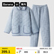 蕉內(nèi)絨絨5系夾棉睡衣男女士秋冬季加絨加厚法蘭絨情侶家居服套裝 男-雪藍(lán)【推薦溫度-5℃~5℃】 XL