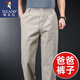 啄木鳥(niǎo)爸爸褲子秋寬松直筒彈力松緊腰休閑長(cháng)褲春秋款中老年高腰純棉男褲 卡其灰【升級款】 XL 建議體重150-165斤