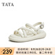 他她（TATA）白色沙灘涼鞋女軟底松糕鞋外穿百搭夏季新款WDP01BL3 米白 35