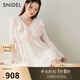 SNIDEL2025春夏新品刺繡花邊荷葉領(lǐng)喇叭袖襯衫連衣裙SWFB251065 粉米色 均碼 (F)