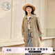 紫涵（ZIHAN）紫涵通勤風(fēng)純色中長(zhǎng)款風(fēng)衣2025春季新款條紋撞色韓系疊穿女士外套 卡其綠 M