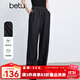 百圖betu女裝2025春季新款休閑褲松緊高腰直筒休閑褲顯瘦褲子2501T62 炭灰 L