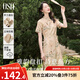 歐莎（OSA）【蘭亭序】新中式國風(fēng)連衣裙女夏季2025年新款改良旗袍裙子 杏底印花 S