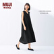 無印良品（MUJI）女式 棉 漢麻 無袖連衣裙女裝裙子夏季 連身裙長裙 BCD91C5S 黑色 S （155/80A）