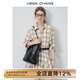 VEGA CHANG襯衫連衣裙女2025新款夏氣質(zhì)度假格子設計感小個(gè)子短裙 卡其色格紋 M