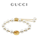 GUCCI古馳Gucci Interlocking系列珍珠手鏈[新款] 淺金色 均碼