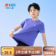 特步（XTEP）兒童童裝男女童純色圓領(lǐng)反光條短袖針織衫 靛藍(lán)紫 120