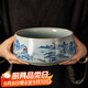 瓷牌茗茶具天青官窯茶洗大容量洗杯碗家用特大號水盂建水陶瓷茶渣教師節(jié)禮物 天青官窯《山高水長》茶洗