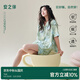 安之伴【巨好睡】睡衣女夏季涼感棉減齡少女感蝴蝶結休閑寬松女士家居服 草澤綠 L