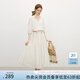 范思藍(lán)恩松弛收腰連衣裙女2025夏新款綁帶貝殼元素?zé)艋\袖長裙2795 混燕麥 S