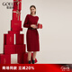 歌莉婭新年紅品連衣裙紅色新品顯瘦氣質(zhì)一字領(lǐng)針織連衣裙  1C1C4G2N0 53R椒紅 S