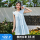 三福無袖連衣裙2025夏飛飛袖甜美寬松公主裙A字裙子娃娃裙女裝499690 粉藍(lán)色 S
