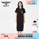 BOY LONDON【夏日畫廊】夏女士長裙顯瘦開叉寬松黑色連衣裙W17703 黑色 M