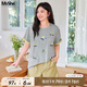 MsShe【原創(chuàng)印花刺繡雙色短袖T恤】大碼女裝2025夏裝胖mm顯瘦上衣 B款-花灰色現(xiàn)貨 4XL