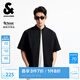 杰克·瓊斯（JACK&JONES）男裝潮百搭寬松休閑簡約純色字母刺繡翻領(lǐng)短袖襯衫男裝225204019 E40黑色 常規(guī) M